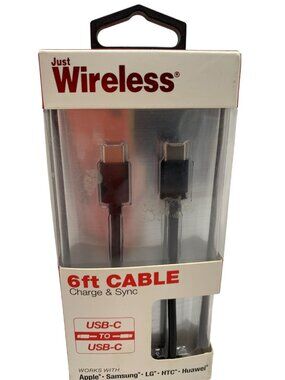 Just Wireless USB-C To USB-C 6Ft Cable Charge & Sync For Apple/Samsung/LG/HTC/Hu